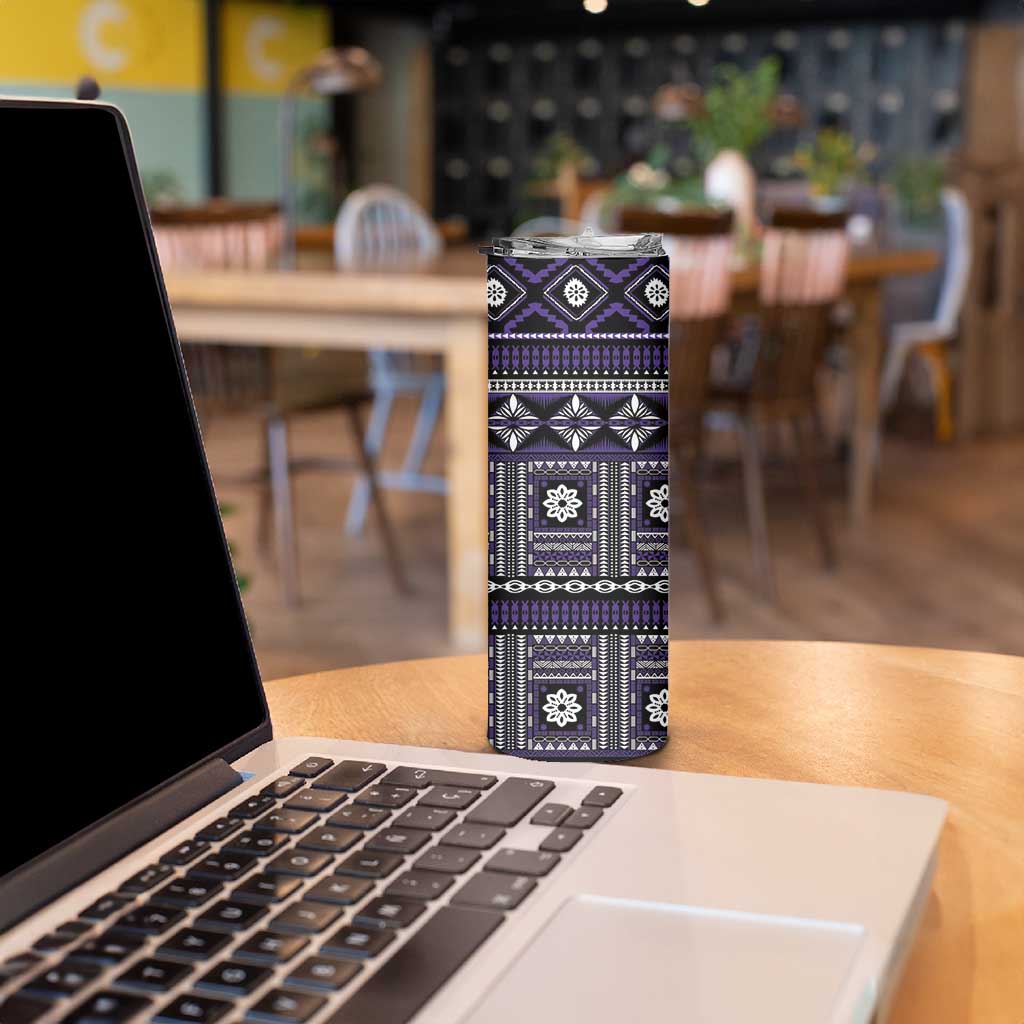 Fiji Masi Tapa Pattern Purple Skinny Tumbler - Polynesian Pride