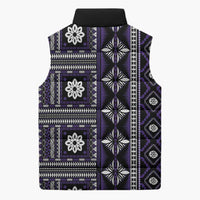 Fiji Masi Tapa Pattern Purple Sleeveless Puffer Jacket - Polynesian Pride