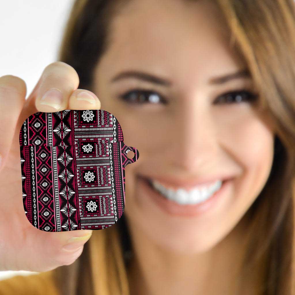 Fiji Masi Tapa Pattern Pink AirPods Case - Polynesian Pride