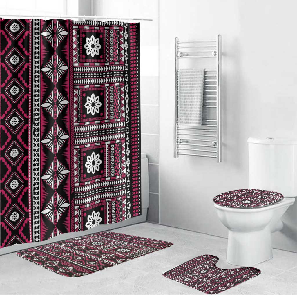 Fiji Masi Tapa Pattern Pink Bathroom Set - Polynesian Pride