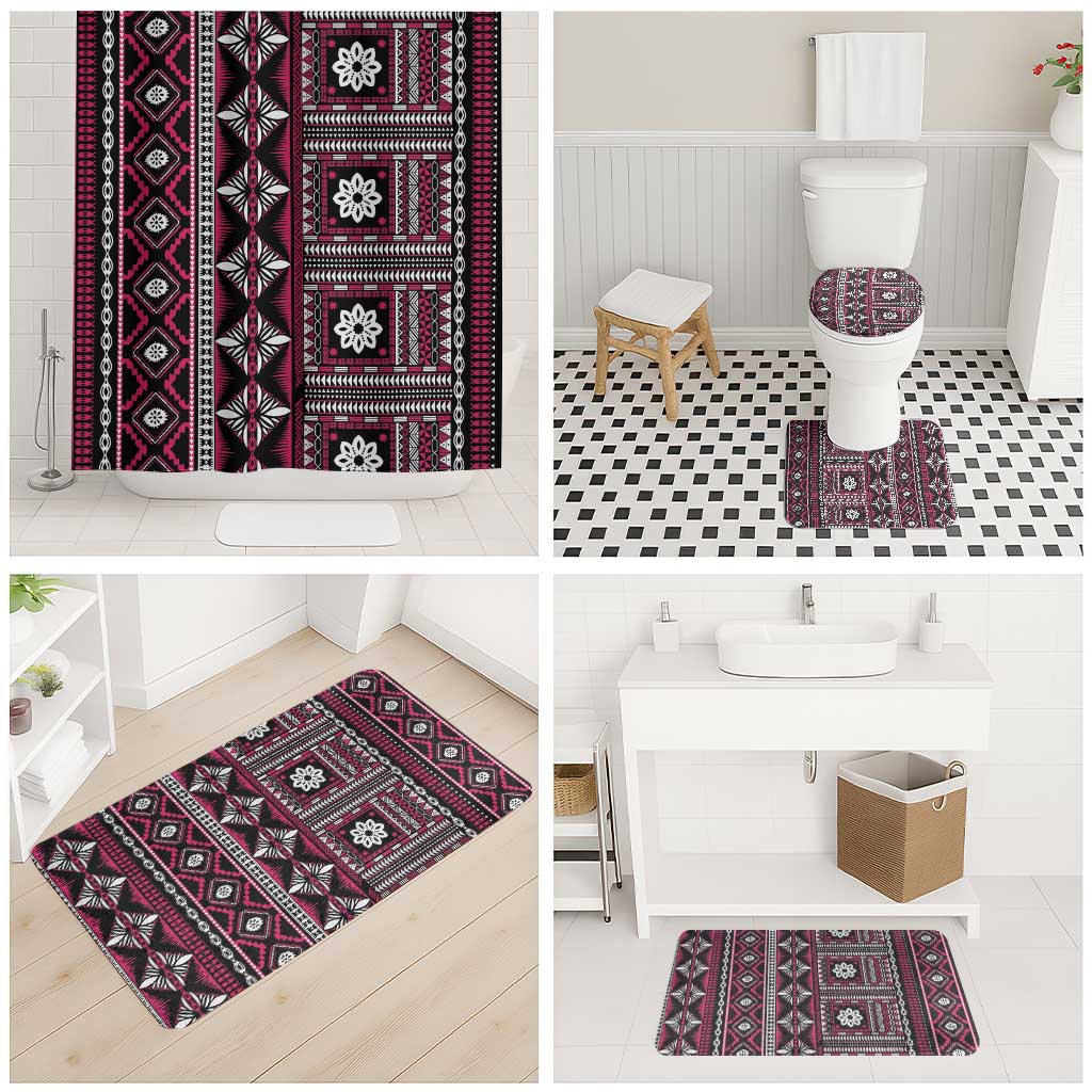 Fiji Masi Tapa Pattern Pink Bathroom Set - Polynesian Pride