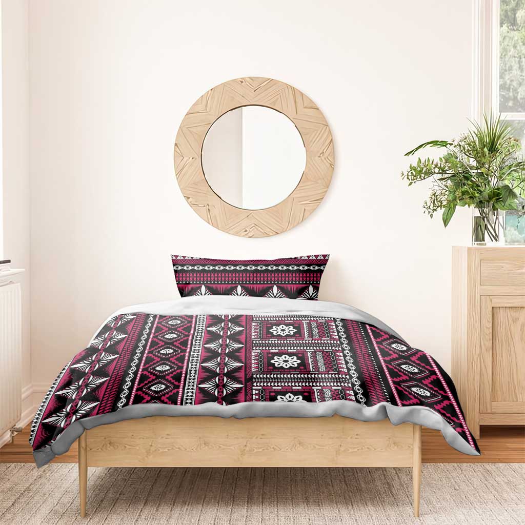 Fiji Masi Tapa Pattern Pink Bedding Set - Polynesian Pride