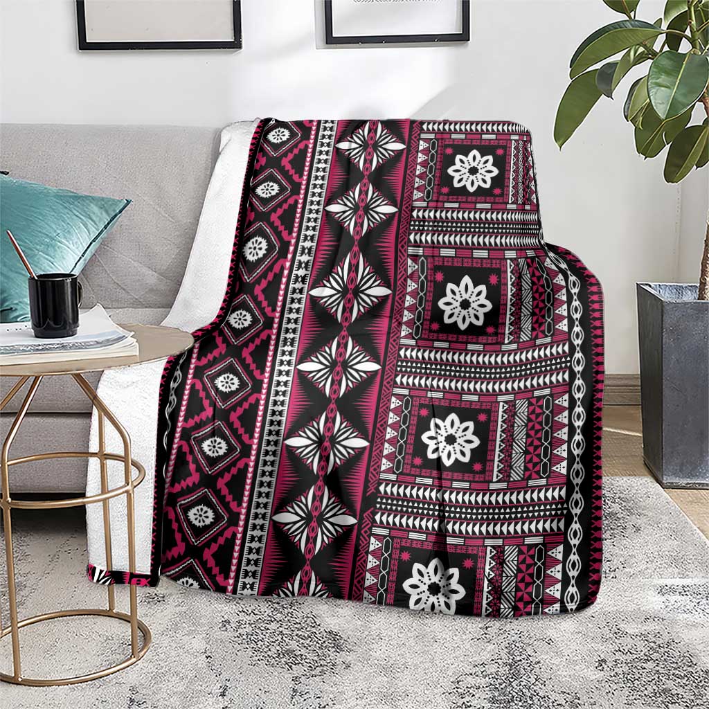 Fiji Masi Tapa Pattern Pink Blanket - Polynesian Pride