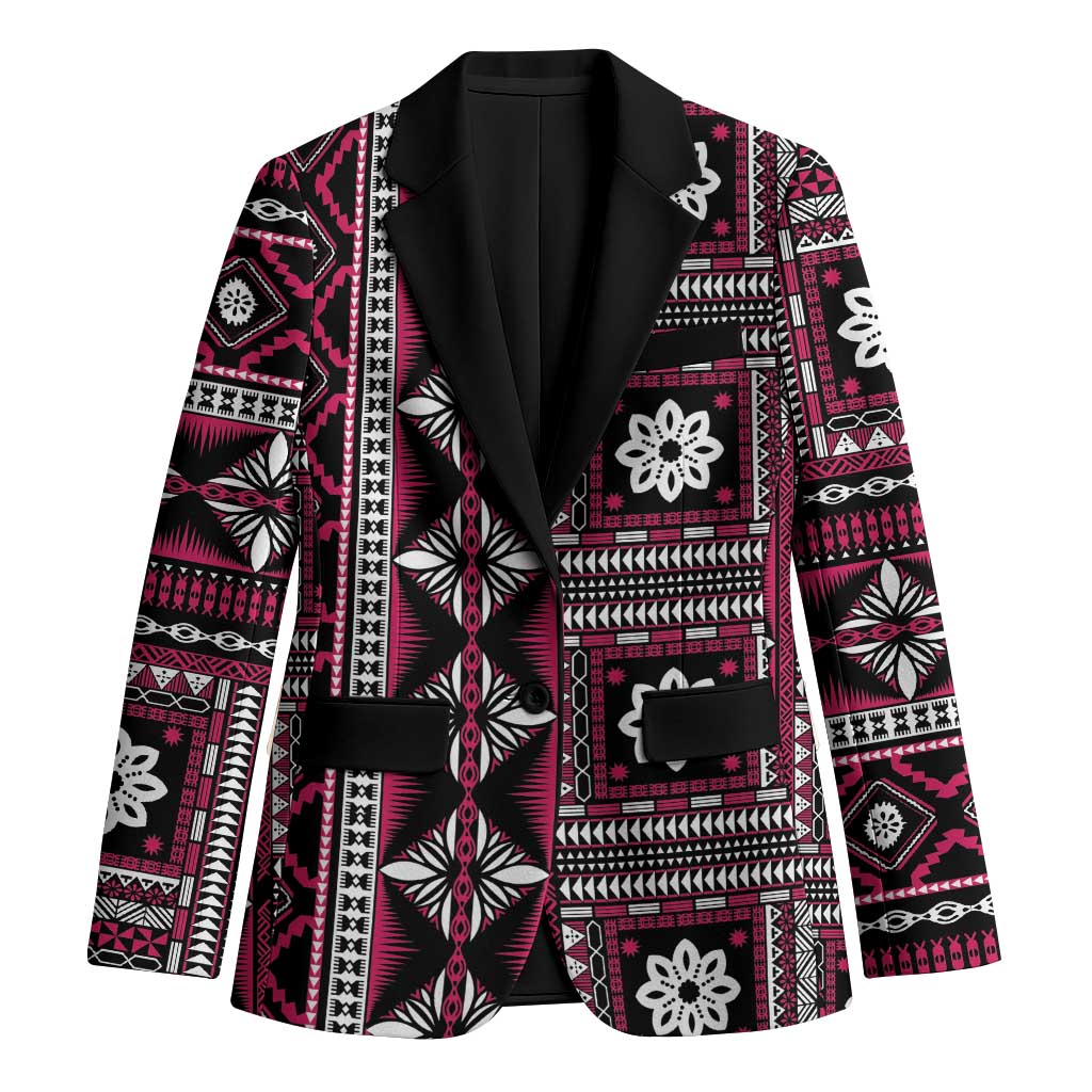 Fiji Masi Tapa Pattern Pink Blazer - Polynesian Pride