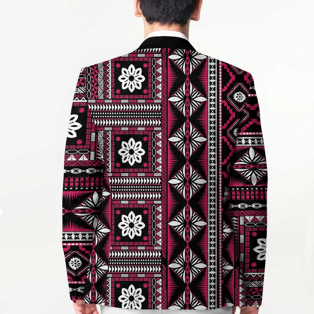 Fiji Masi Tapa Pattern Pink Blazer - Polynesian Pride