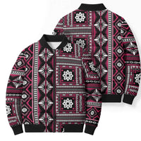 Fiji Masi Tapa Pattern Pink Bomber Puffer Jacket - Polynesian Pride