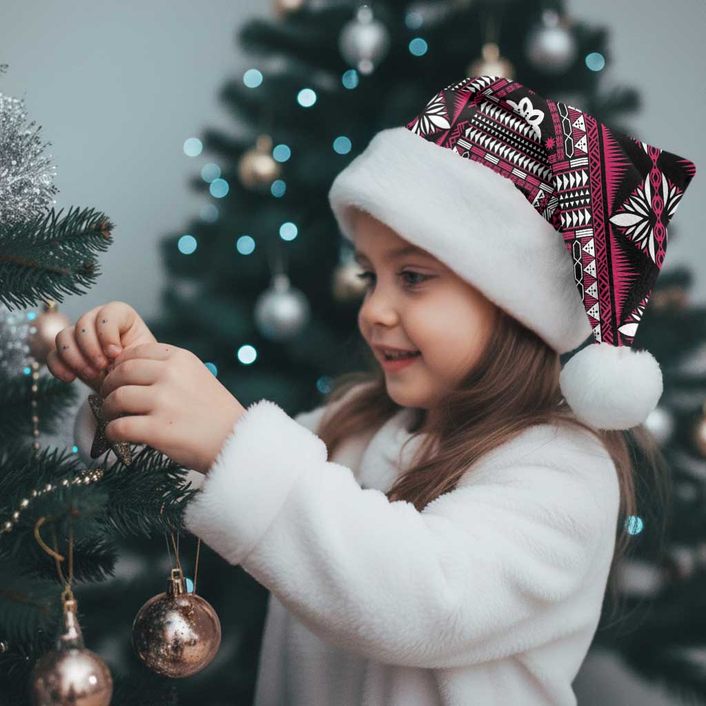 Fiji Masi Tapa Pattern Pink Christmas Santa Hat - Polynesian Pride