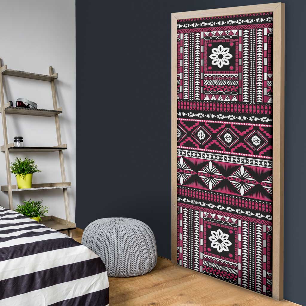 Fiji Masi Tapa Pattern Pink Door Cover - Polynesian Pride