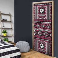 Fiji Masi Tapa Pattern Pink Door Cover - Polynesian Pride