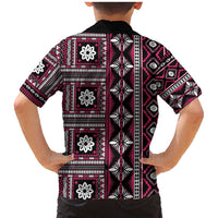 Fiji Masi Tapa Pattern Pink Family Matching Mermaid Dress and Hawaiian Shirt - Polynesian Pride
