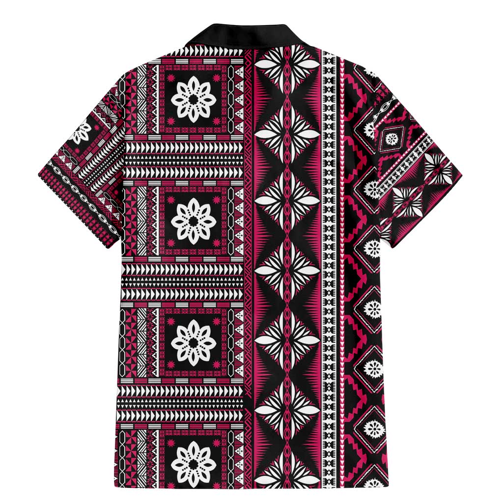 Fiji Masi Tapa Pattern Pink Family Matching Mermaid Dress and Hawaiian Shirt - Polynesian Pride