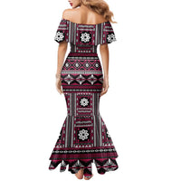 Fiji Masi Tapa Pattern Pink Family Matching Mermaid Dress and Hawaiian Shirt - Polynesian Pride