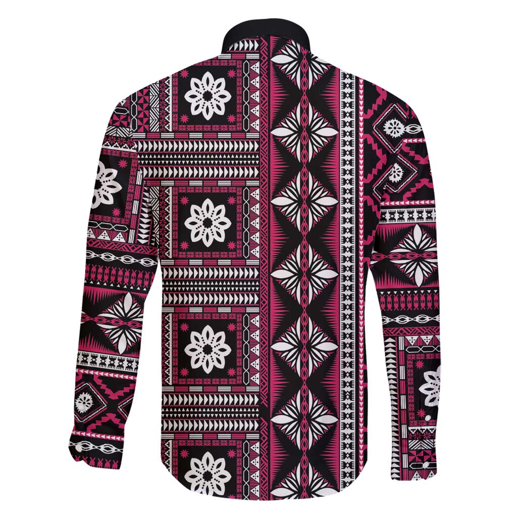 Fiji Masi Tapa Pattern Pink Family Matching Summer Maxi Dress and Hawaiian Shirt - Polynesian Pride