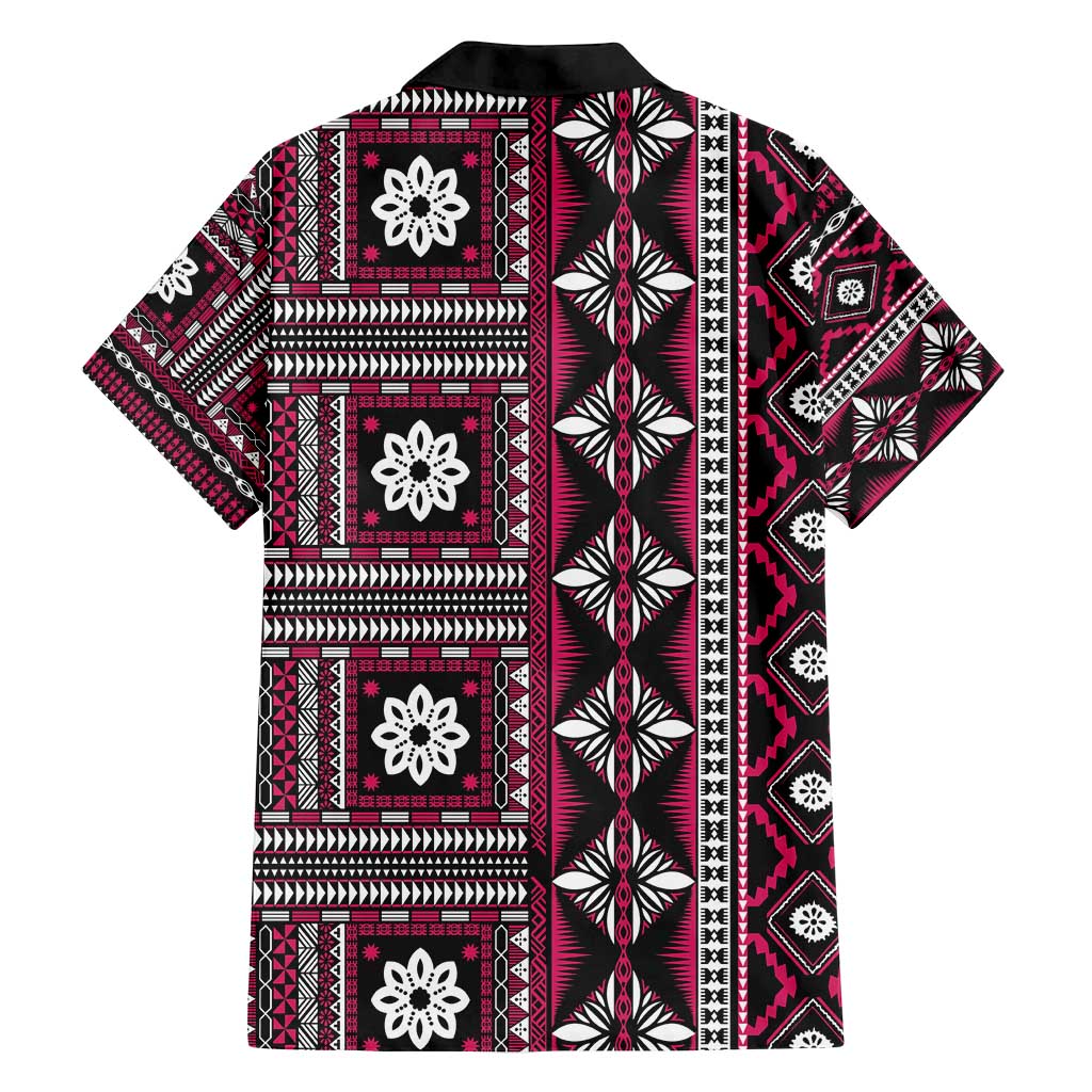 Fiji Masi Tapa Pattern Pink Family Matching Tank Maxi Dress and Hawaiian Shirt - Polynesian Pride