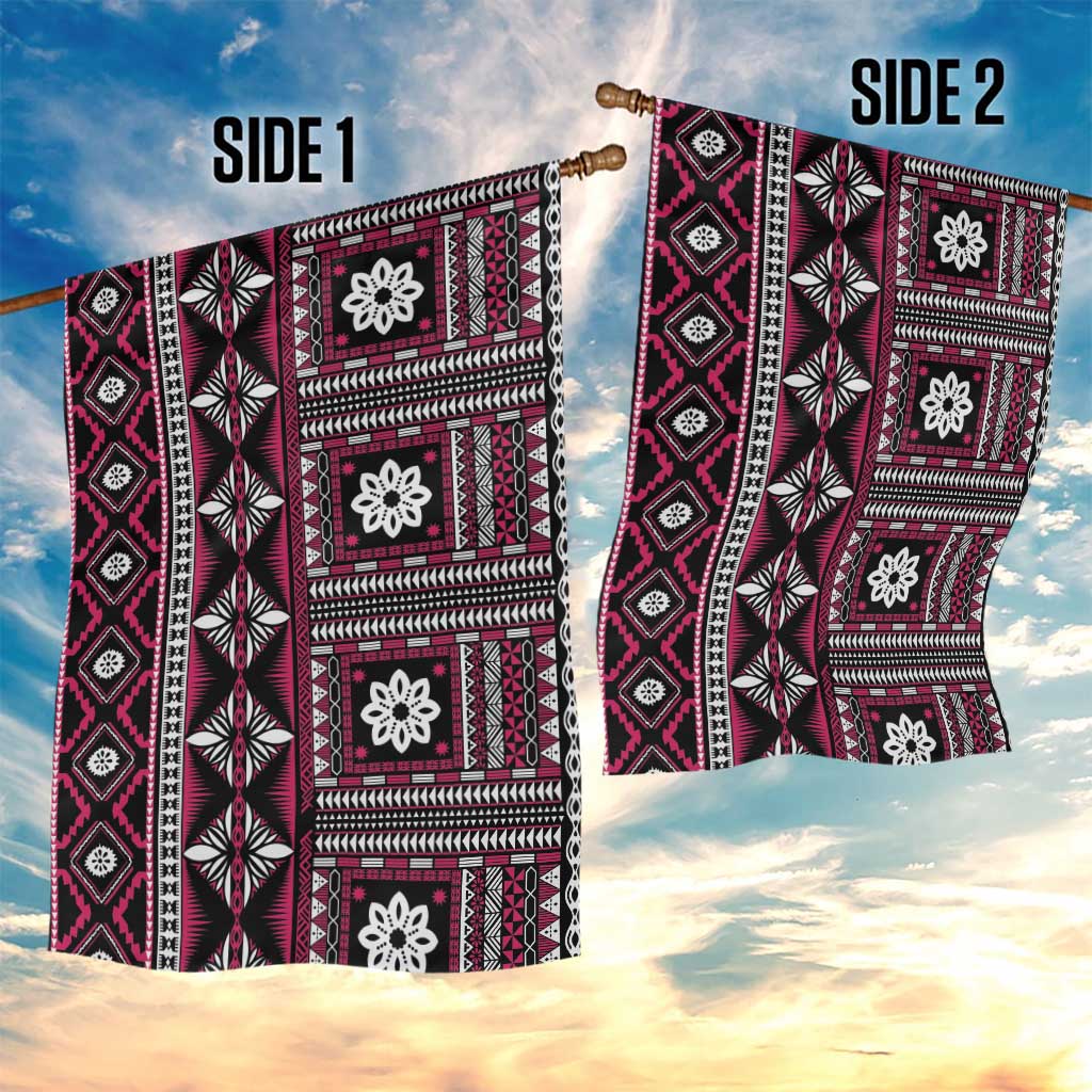 Fiji Masi Tapa Pattern Pink Garden Flag - Polynesian Pride