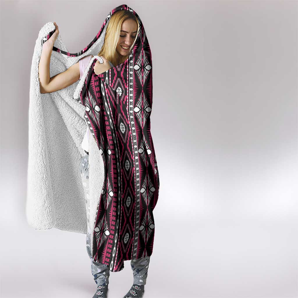 Fiji Masi Tapa Pattern Pink Hooded Blanket - Polynesian Pride