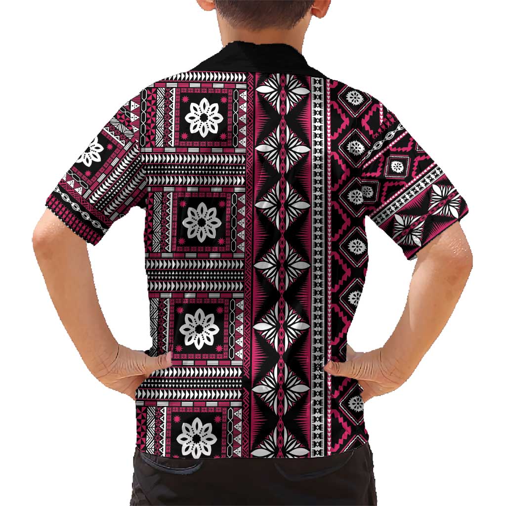 Fiji Masi Tapa Pattern Pink Kid Hawaiian Shirt - Polynesian Pride