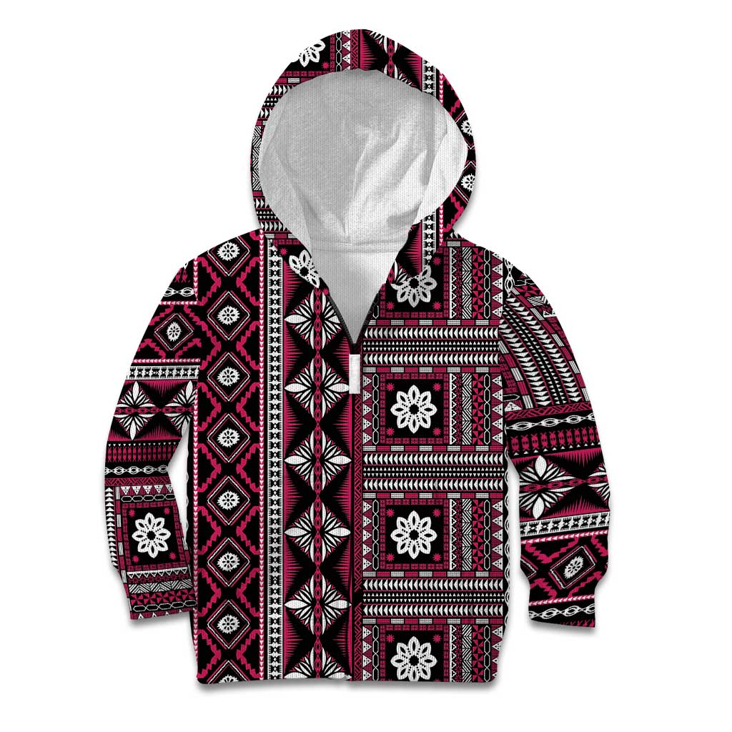 Fiji Masi Tapa Pattern Pink Kid Hoodie - Polynesian Pride
