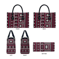 Fiji Masi Tapa Pattern Pink Leather Bag - Polynesian Pride