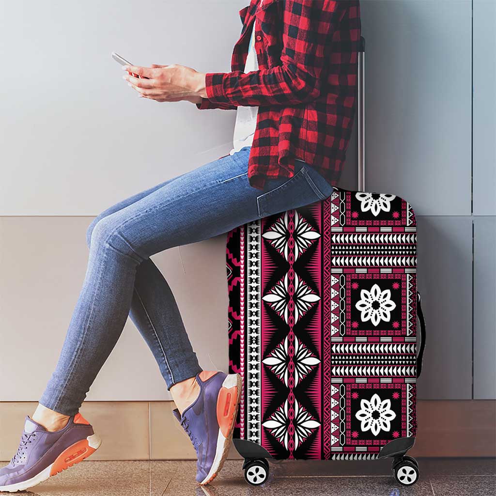 Fiji Masi Tapa Pattern Pink Luggage Cover - Polynesian Pride