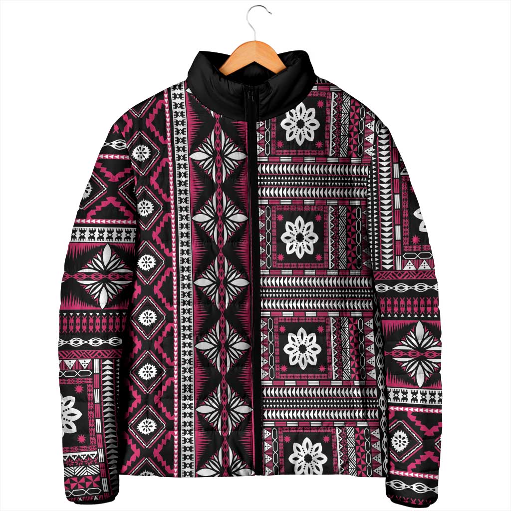Fiji Masi Tapa Pattern Pink Padded Jacket - Polynesian Pride