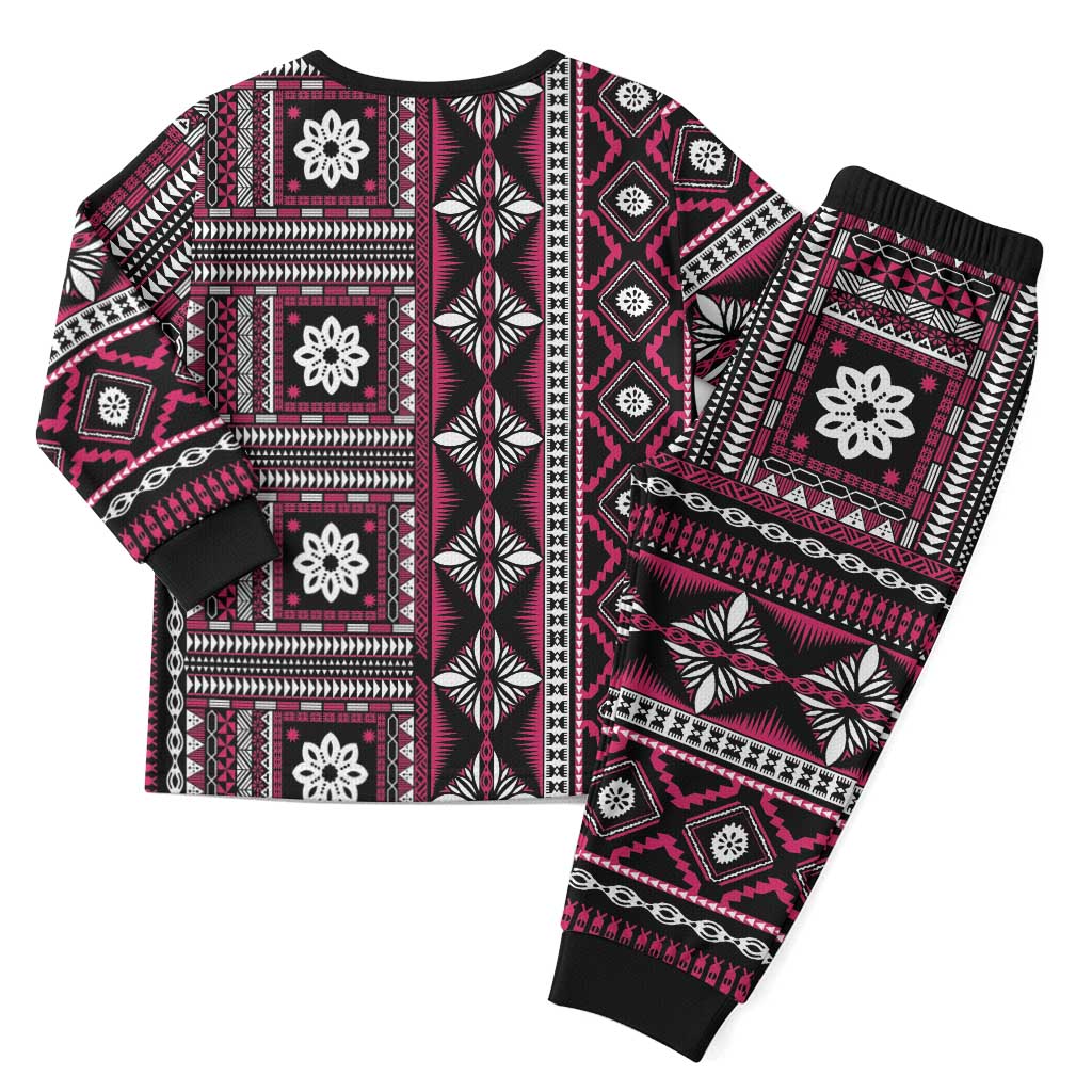 Fiji Masi Tapa Pattern Pink Christmas Pajama Set - Polynesian Pride