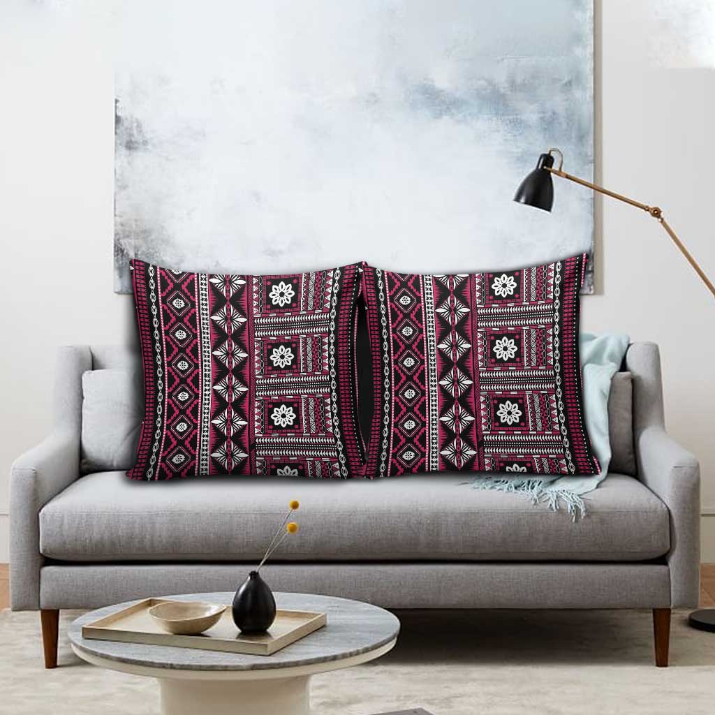 Fiji Masi Tapa Pattern Pink Pillow Cover - Polynesian Pride