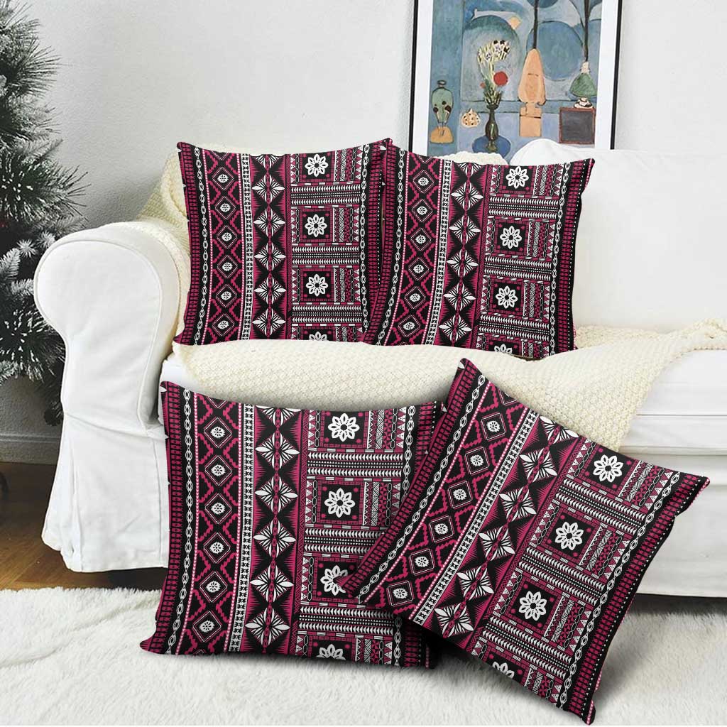 Fiji Masi Tapa Pattern Pink Pillow Cover - Polynesian Pride