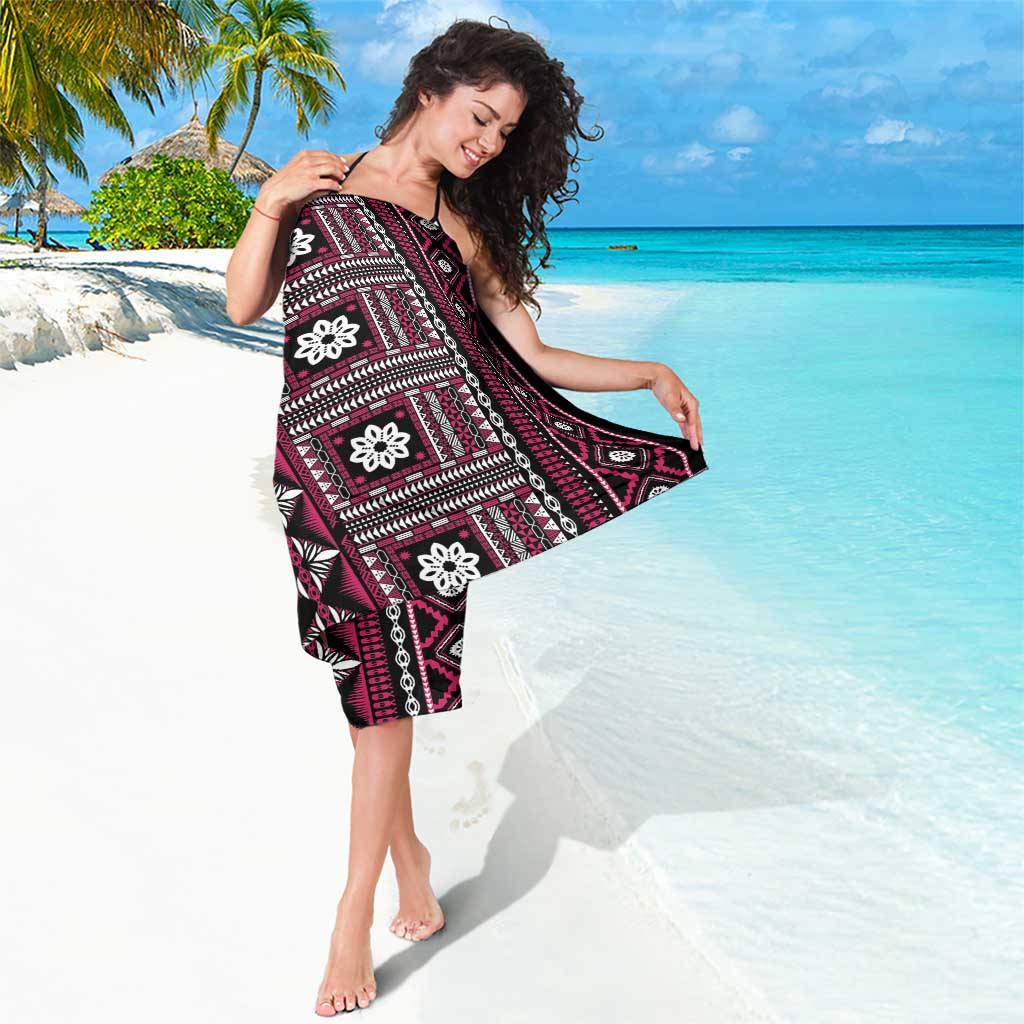 Fiji Masi Tapa Pattern Pink Sarong - Polynesian Pride