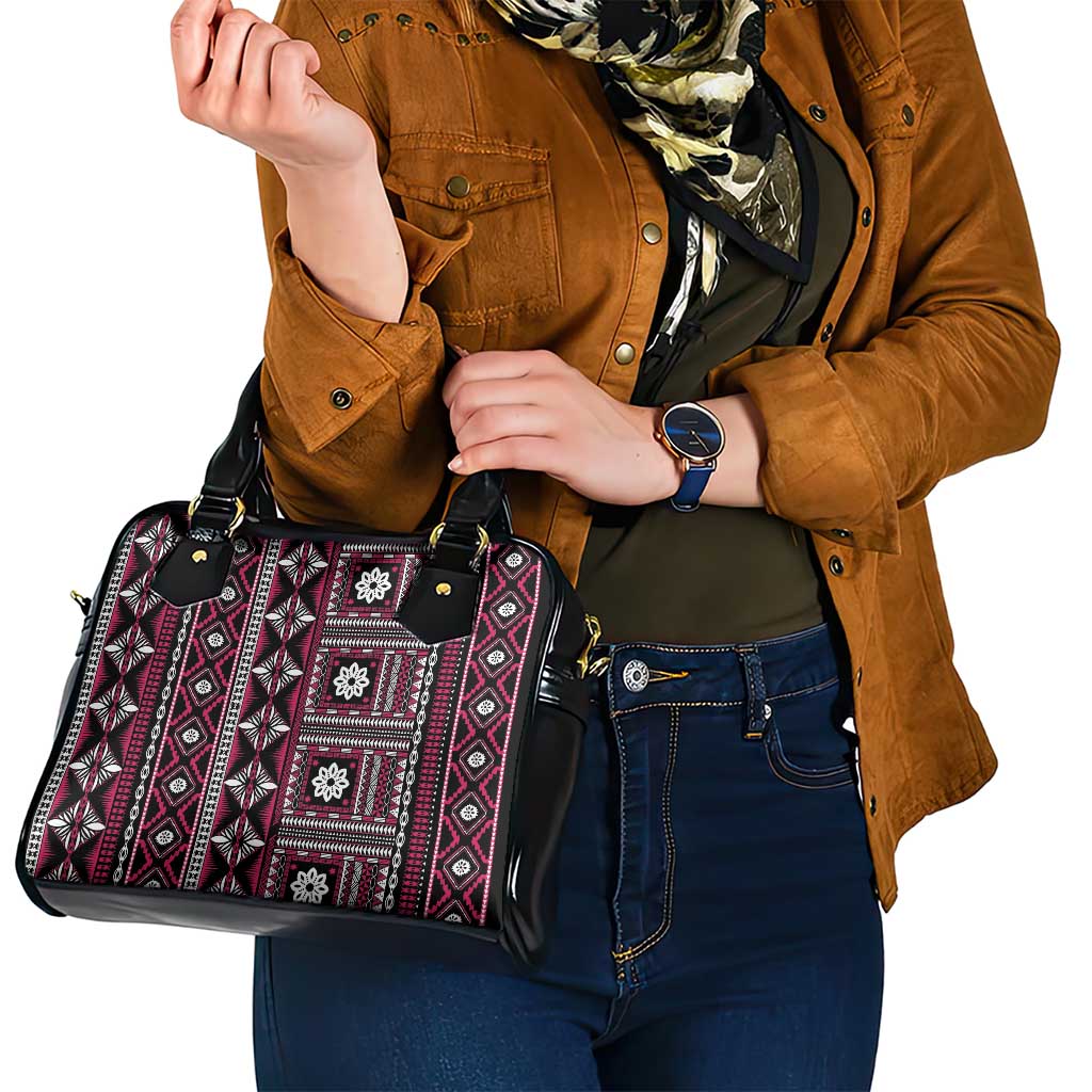 Fiji Masi Tapa Pattern Pink Shoulder Handbag - Polynesian Pride