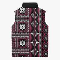 Fiji Masi Tapa Pattern Pink Sleeveless Puffer Jacket - Polynesian Pride