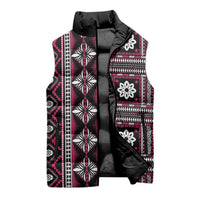 Fiji Masi Tapa Pattern Pink Sleeveless Puffer Jacket - Polynesian Pride