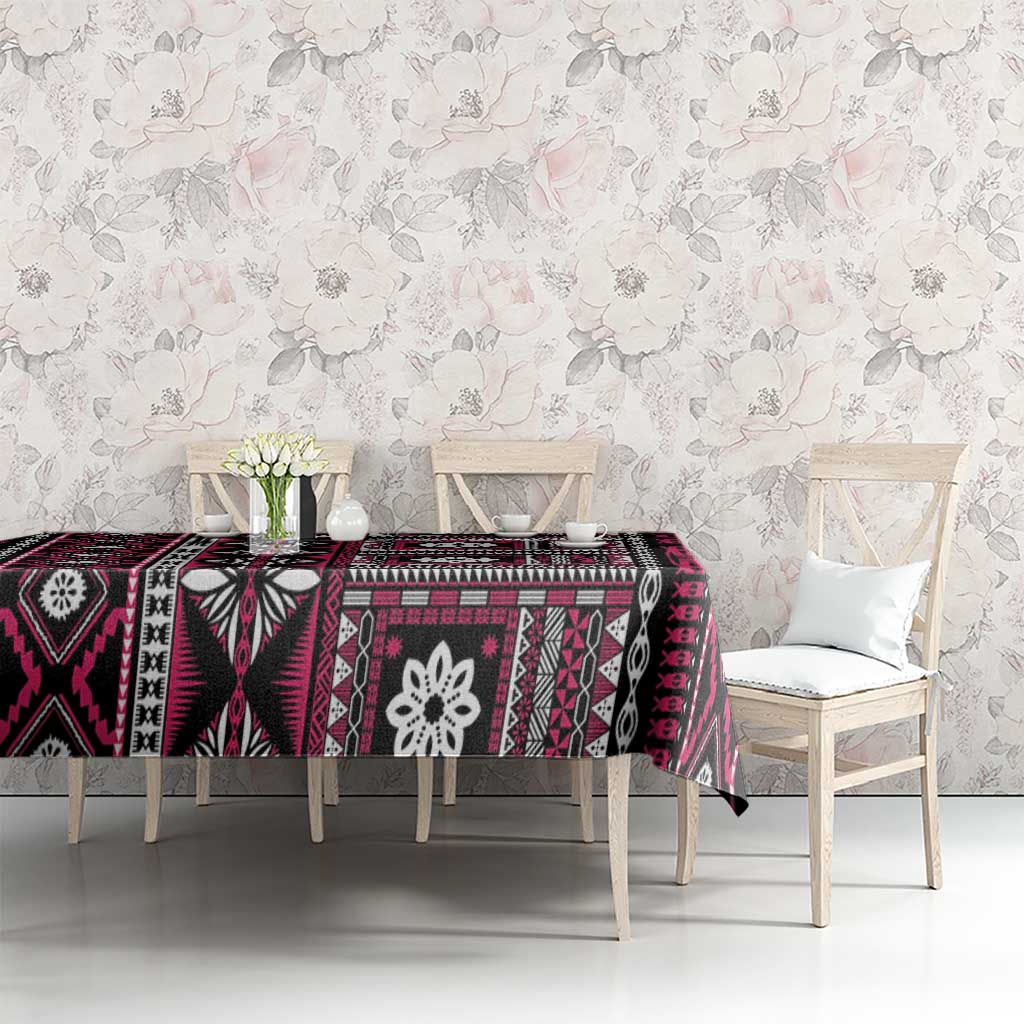 Fiji Masi Tapa Pattern Pink Tablecloth - Polynesian Pride