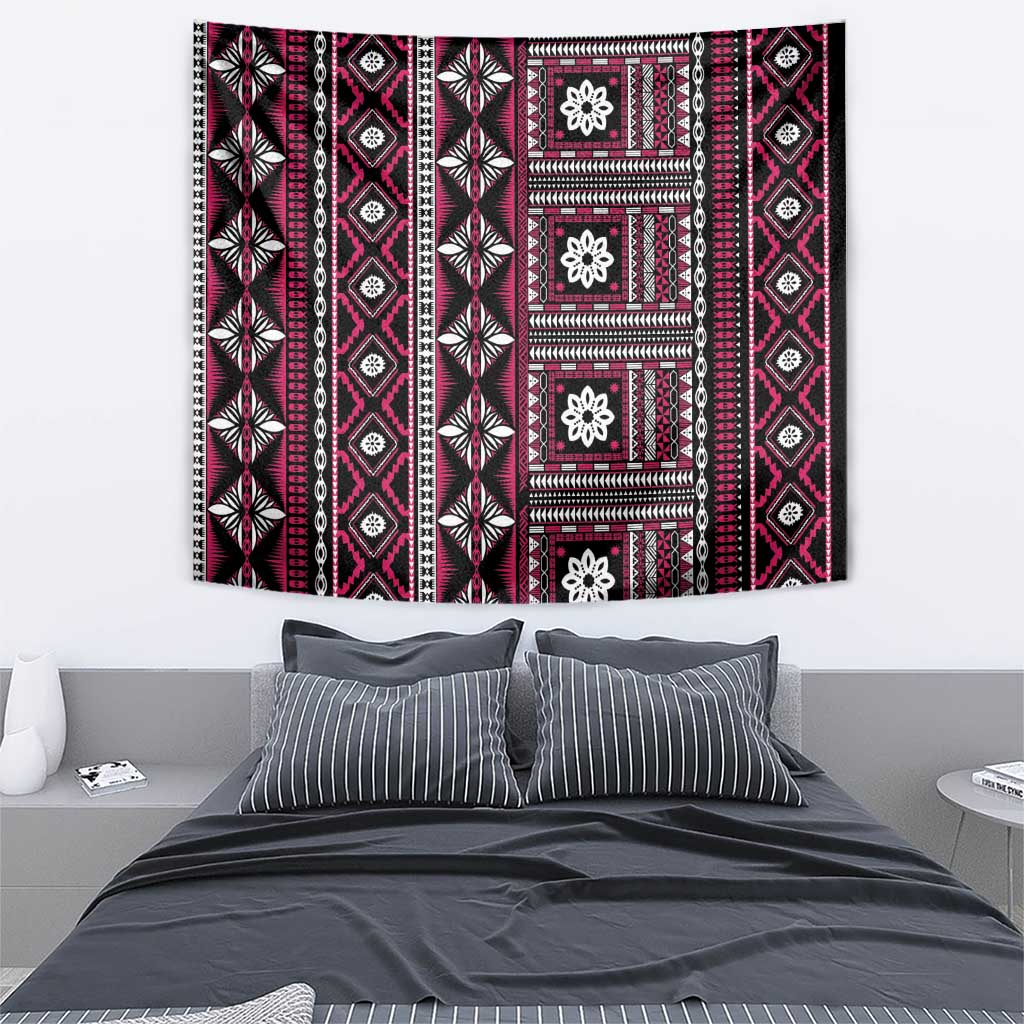 Fiji Masi Tapa Pattern Pink Tapestry - Polynesian Pride