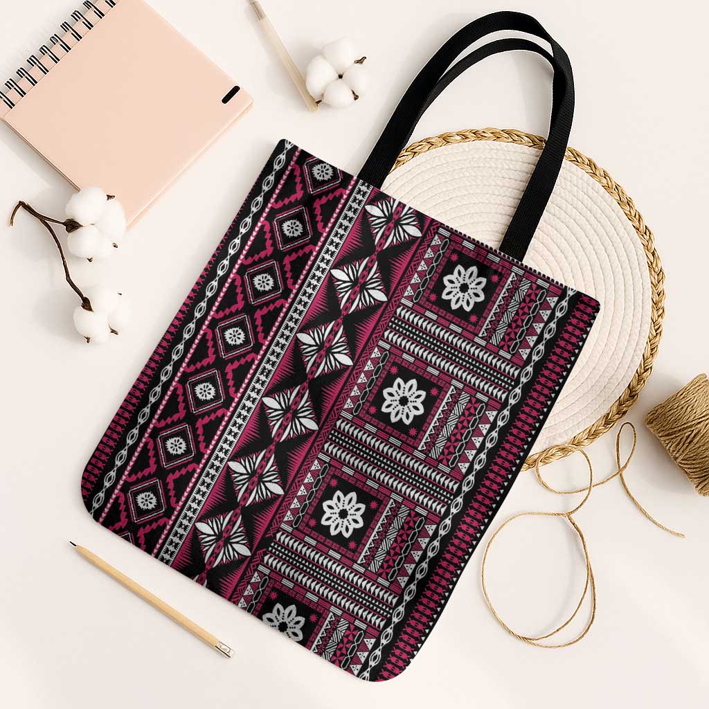 Fiji Masi Tapa Pattern Pink Tote Bag - Polynesian Pride