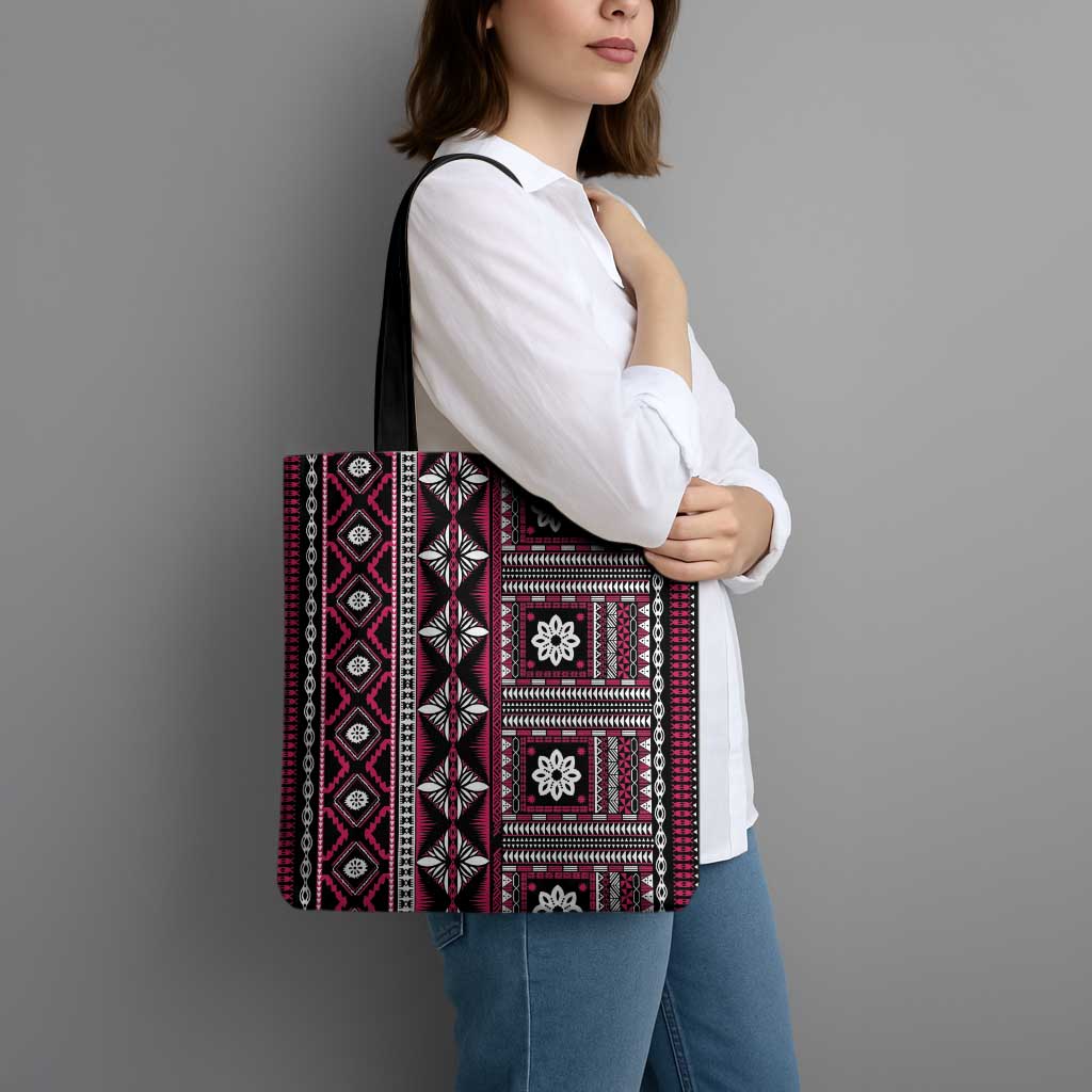 Fiji Masi Tapa Pattern Pink Tote Bag - Polynesian Pride