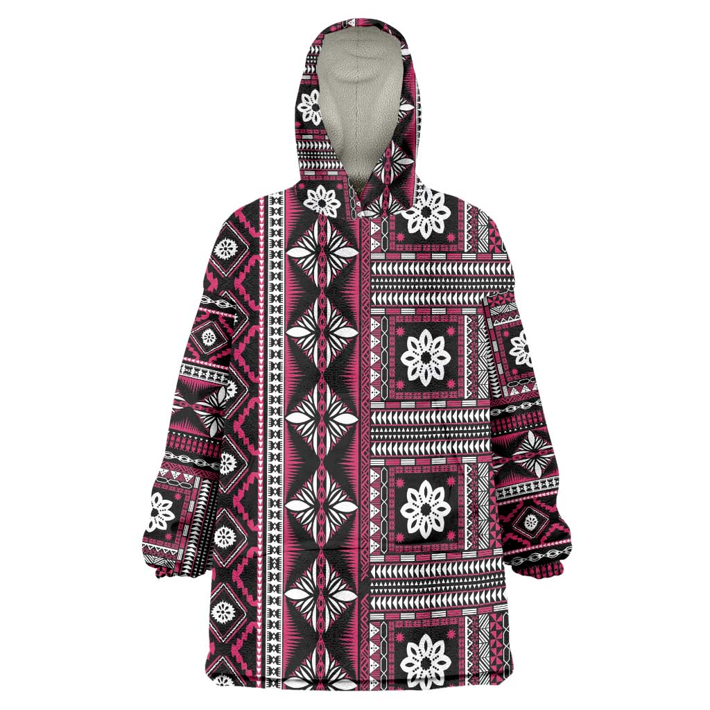 Fiji Masi Tapa Pattern Pink Wearable Blanket Hoodie - Polynesian Pride