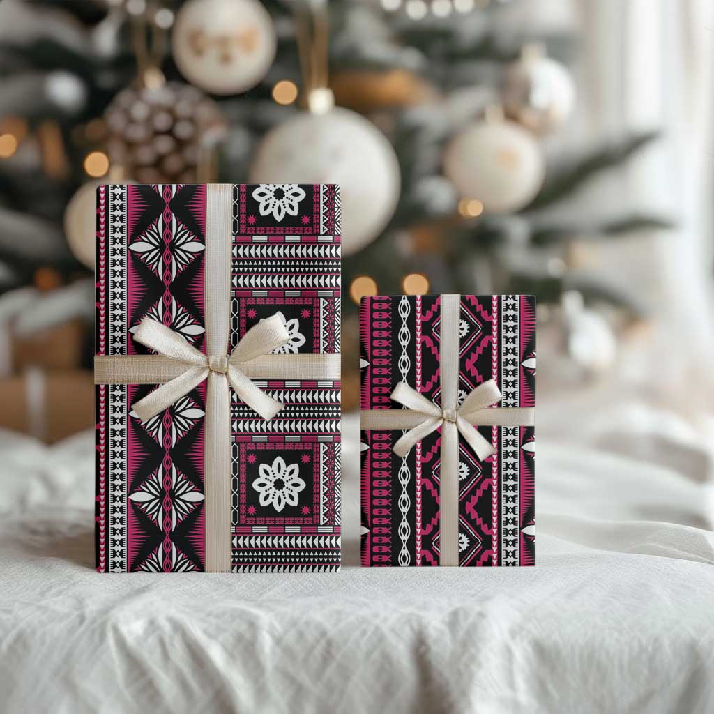 Fiji Masi Tapa Pattern Pink Wrapping Paper - Polynesian Pride