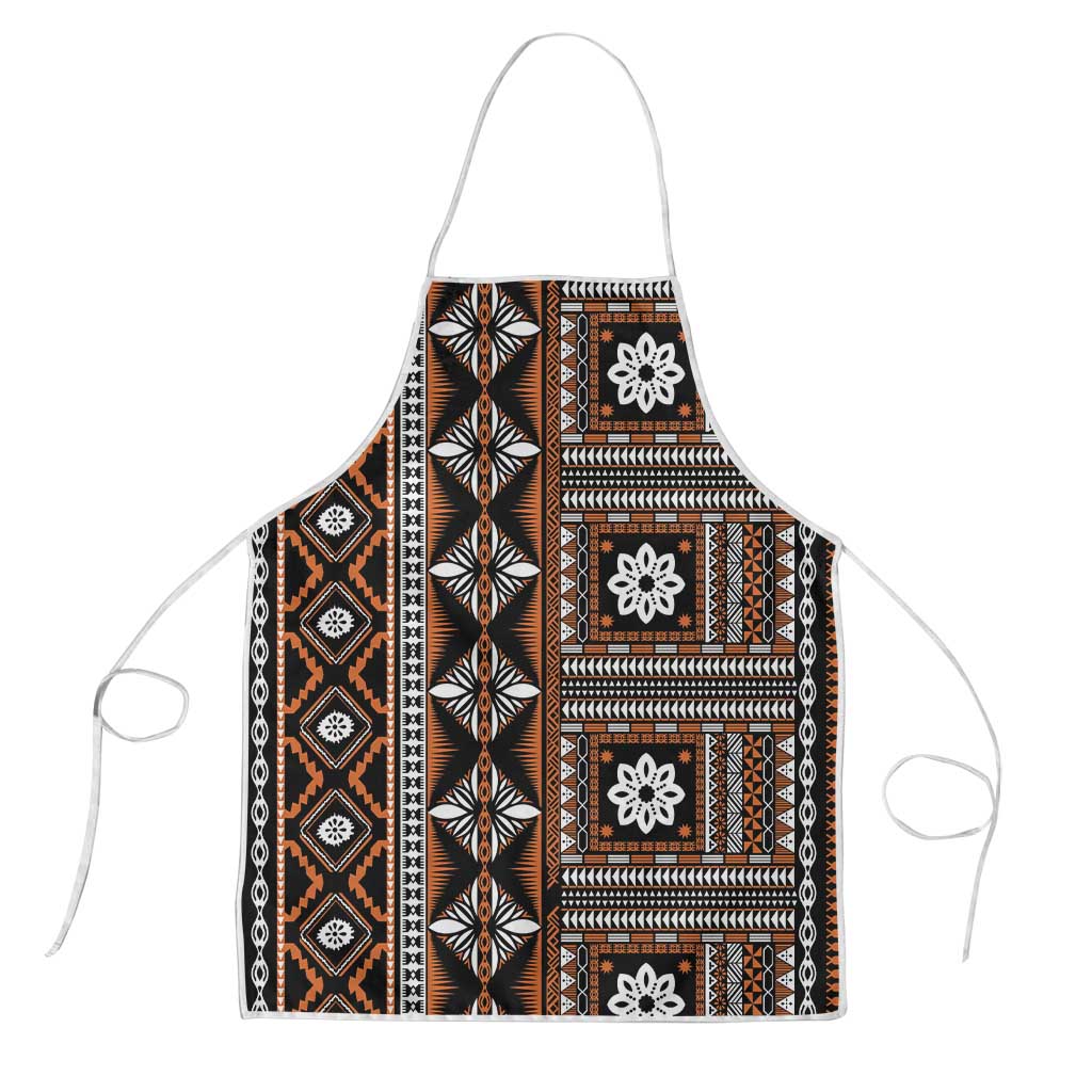 Fiji Masi Tapa Pattern Orange Apron - Polynesian Pride