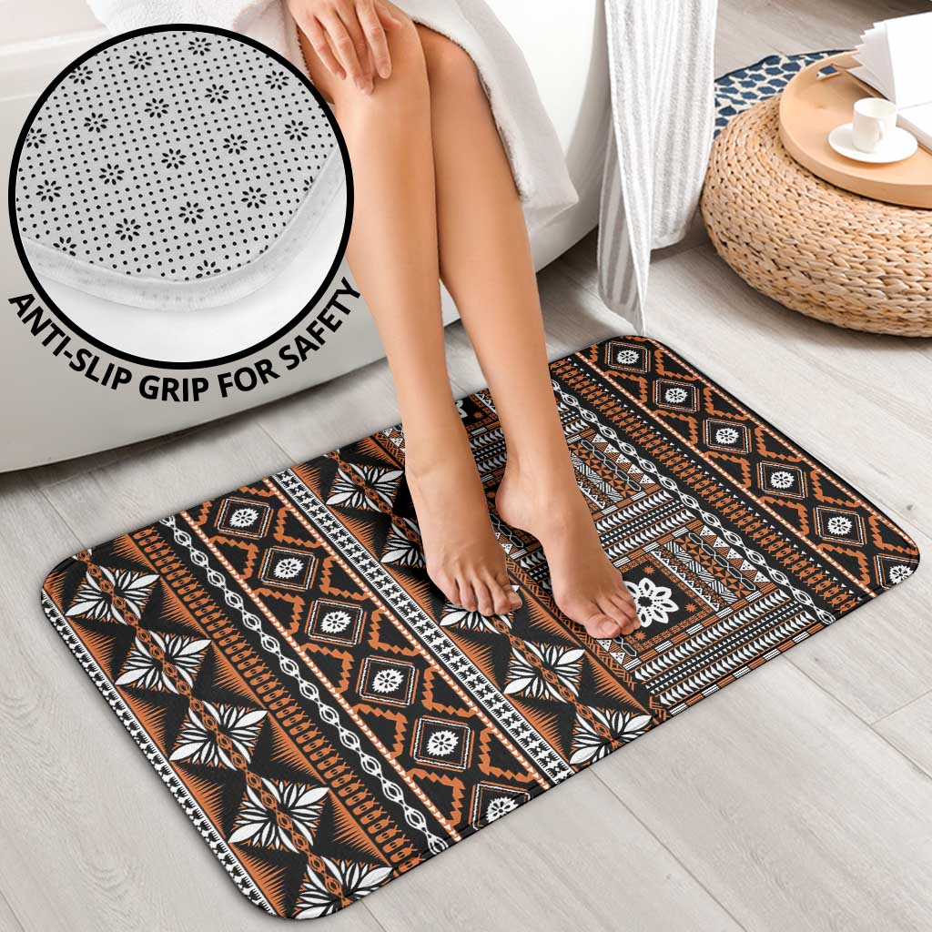 Fiji Masi Tapa Pattern Orange Bathroom Set - Polynesian Pride