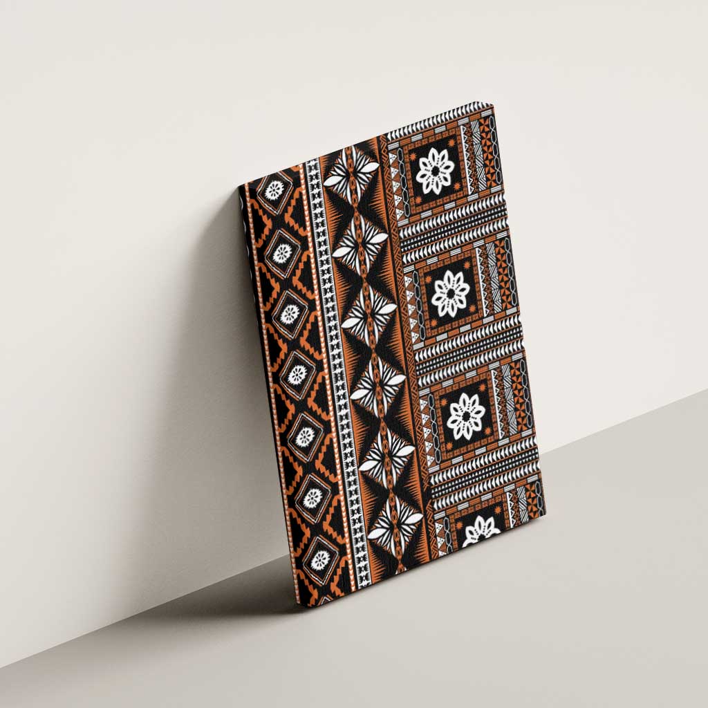 Fiji Masi Tapa Pattern Orange Canvas Wall Art - Polynesian Pride