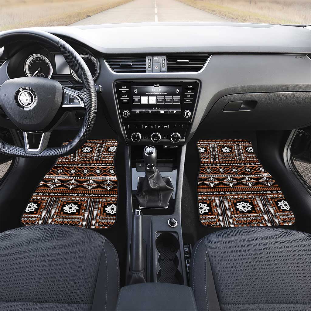 Fiji Masi Tapa Pattern Orange Car Mats - Polynesian Pride