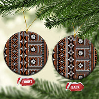 Fiji Masi Tapa Pattern Orange Ceramic Ornament - Polynesian Pride