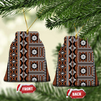 Fiji Masi Tapa Pattern Orange Ceramic Ornament - Polynesian Pride