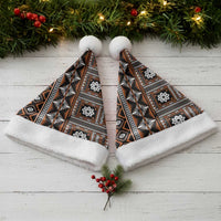 Fiji Masi Tapa Pattern Orange Christmas Santa Hat - Polynesian Pride
