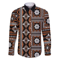 Fiji Masi Tapa Pattern Orange Family Matching Off Shoulder Short Dress and Hawaiian Shirt - Polynesian Pride