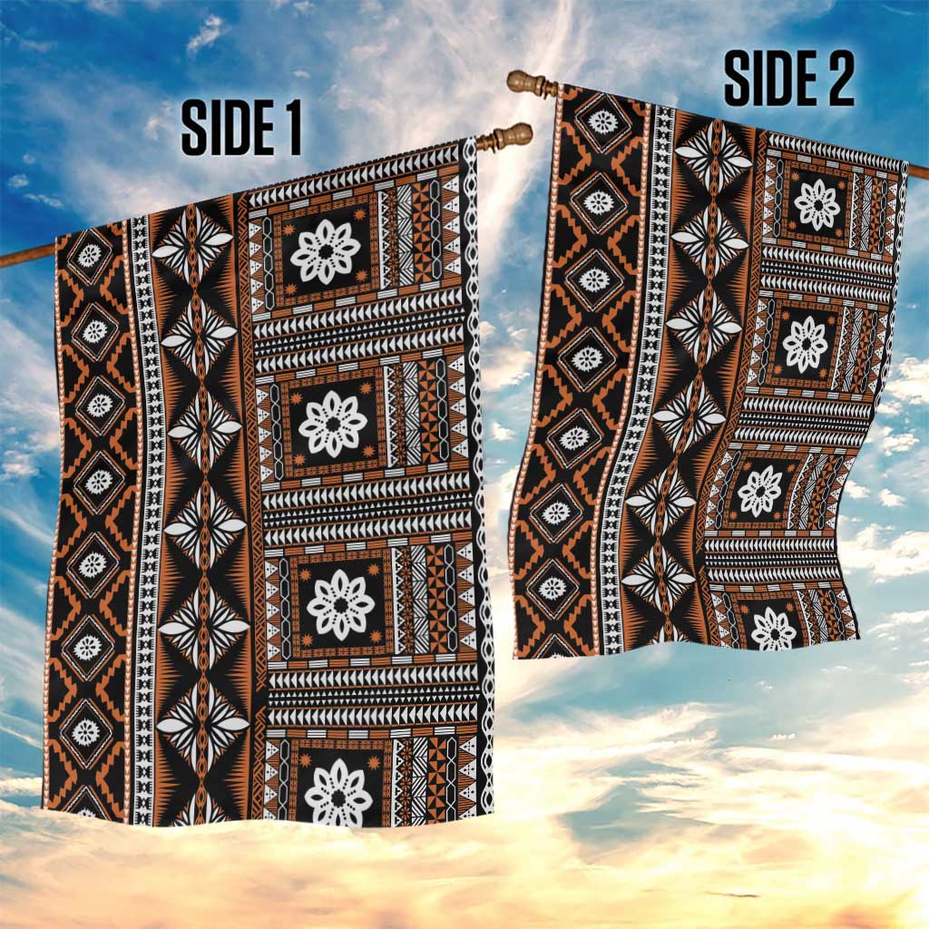 Fiji Masi Tapa Pattern Orange Garden Flag - Polynesian Pride