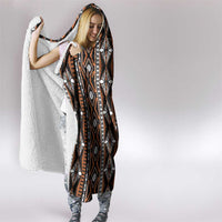 Fiji Masi Tapa Pattern Orange Hooded Blanket - Polynesian Pride
