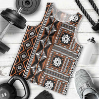 Fiji Masi Tapa Pattern Orange Men Tank Top - Polynesian Pride