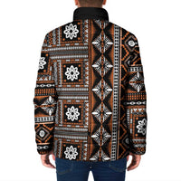 Fiji Masi Tapa Pattern Orange Padded Jacket - Polynesian Pride
